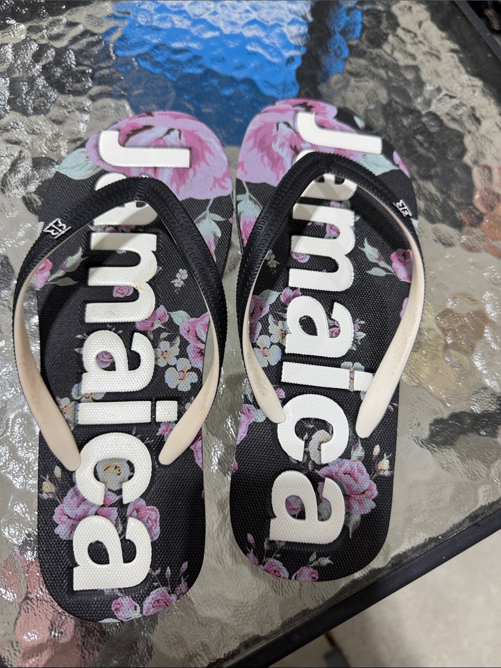 Floral Black Flip-Flops - Women